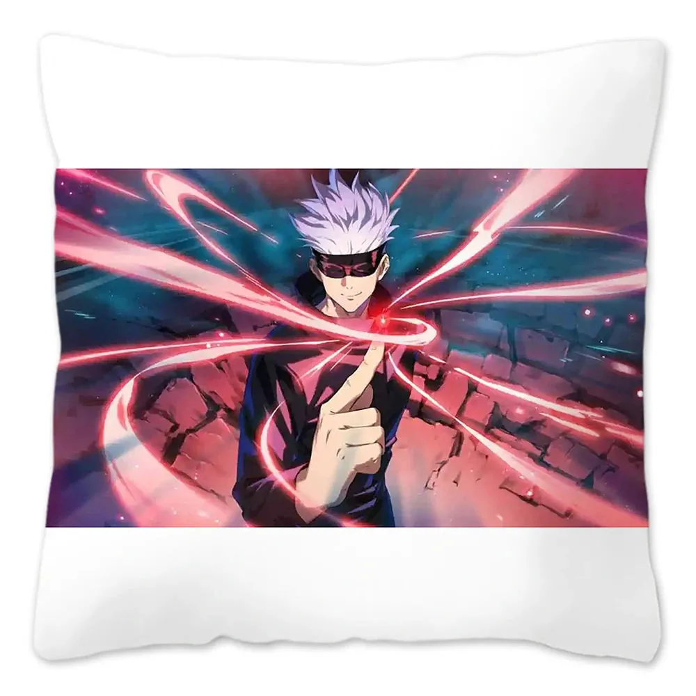 Hot Serial Anime Jujutsu Kaisen Gojo Satoru Cushion Cover 45x45cm 100% Polyester Pillow Case Home Decor for Sofa Throw Pillows