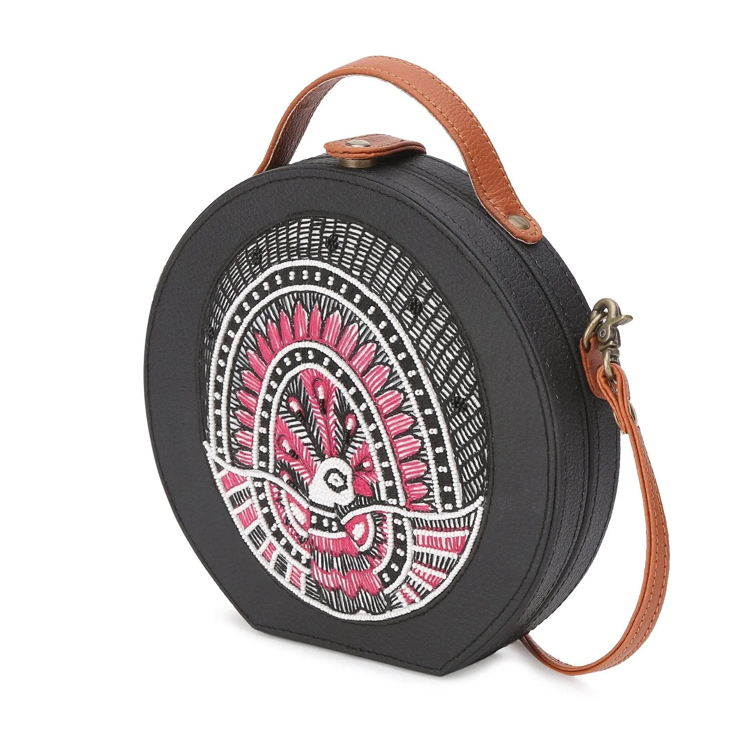 Madhubani Beads Embroidered crossbody Sling Bag for women