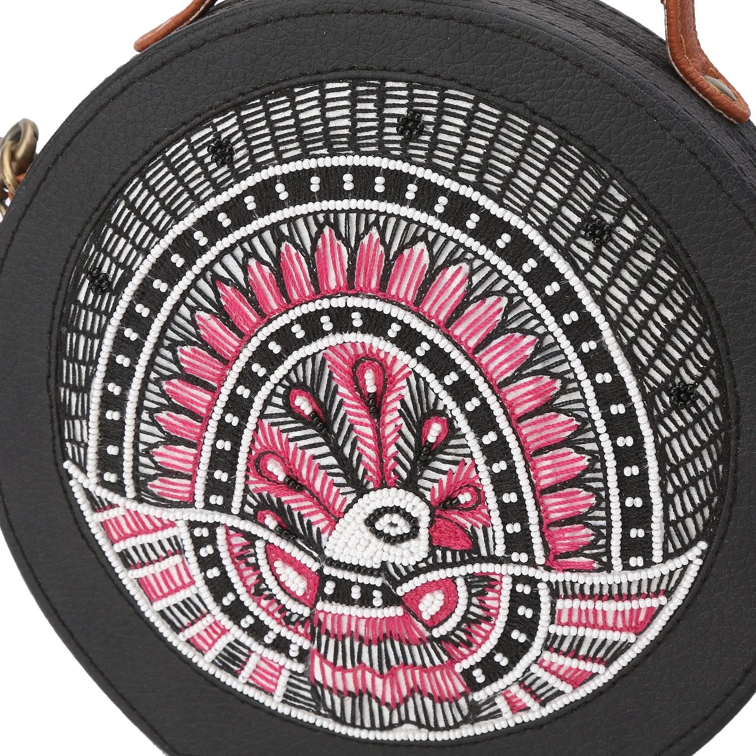 Madhubani Beads Embroidered crossbody Sling Bag for women