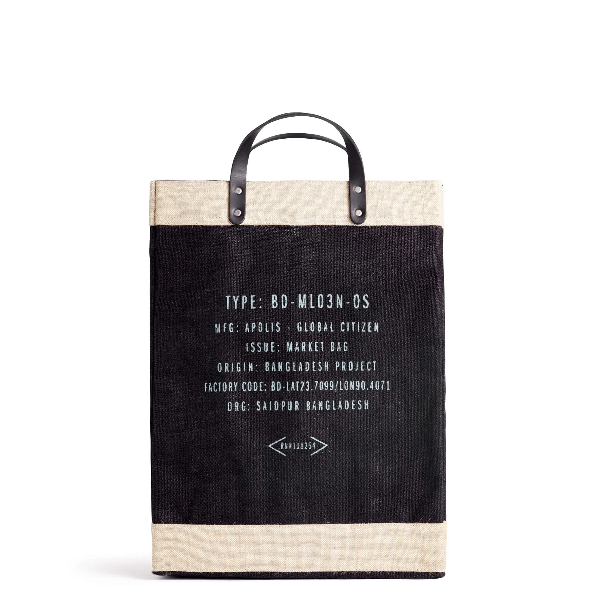 Market Bag in Black with “PEACE”