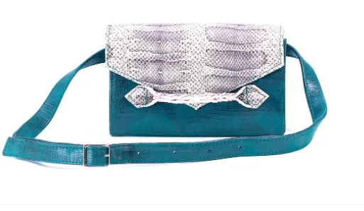 MARTE EGELE SEA GREEN ESE BELT BAG with magnetic closure, Front Closure Strip, and Inside Open Pocket