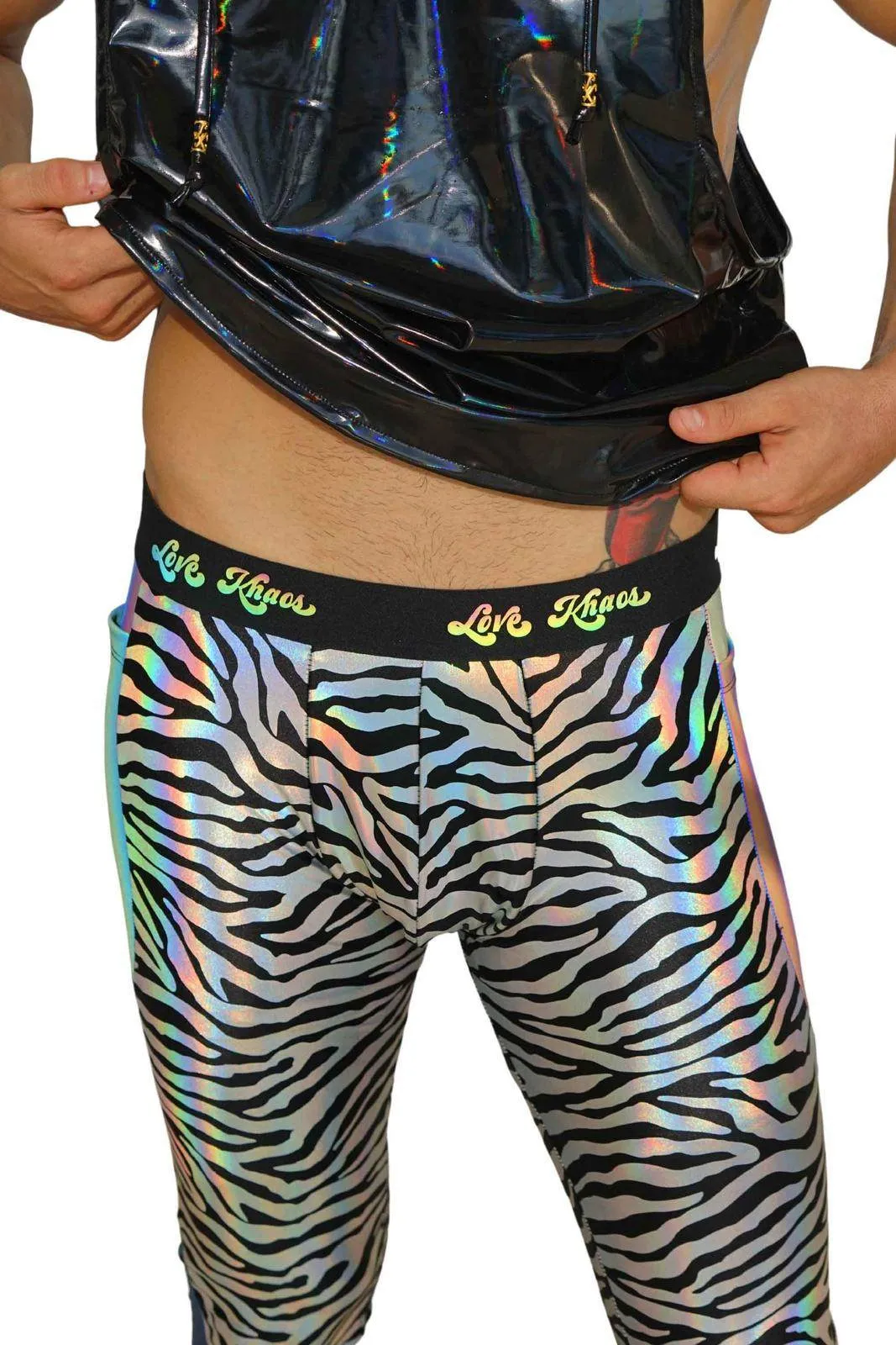 Mens Leggings with Pouch - Galactic Jungle