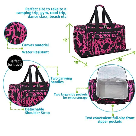 Neon Cow Hot Pink NGIL Canvas 20 Duffle Bag