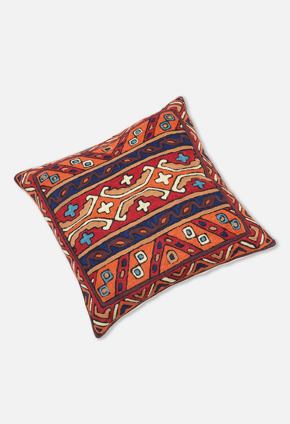 Nepalese Geometric Pillow / Orange Multi