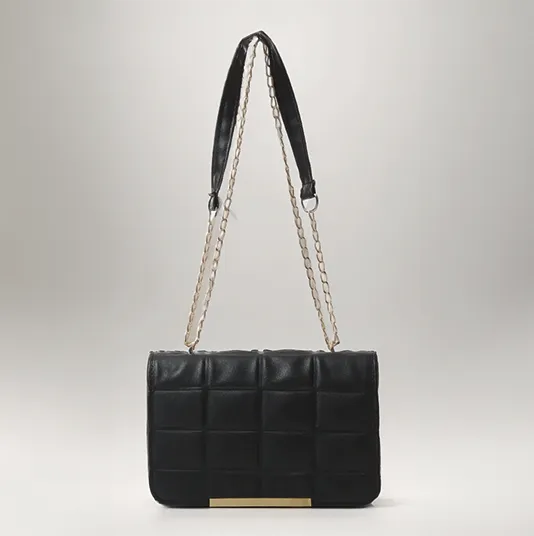 O181971 Blocks Cross-Body Bag With Chain Handle - Black