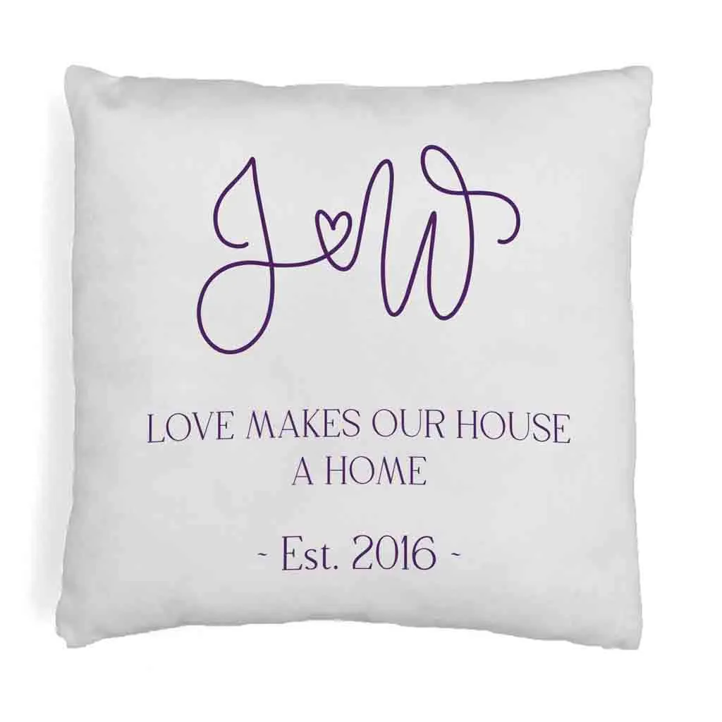 Personalized Throw Pillow Cover with Initials and Year