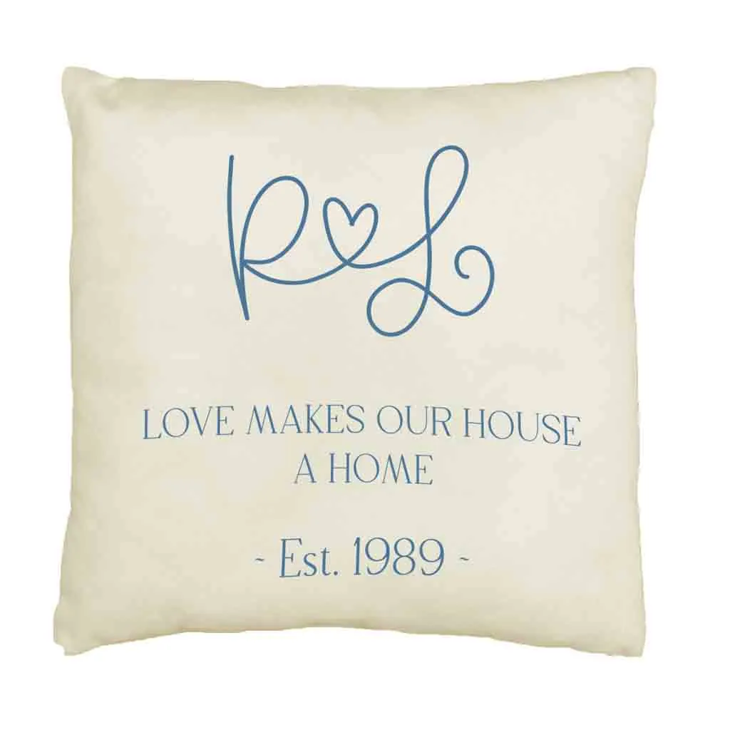 Personalized Throw Pillow Cover with Initials and Year