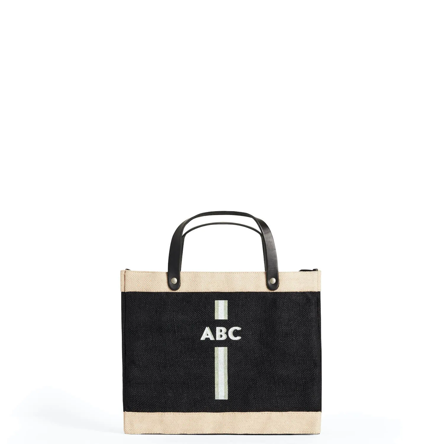 Petite Market Bag in Black with Monogram