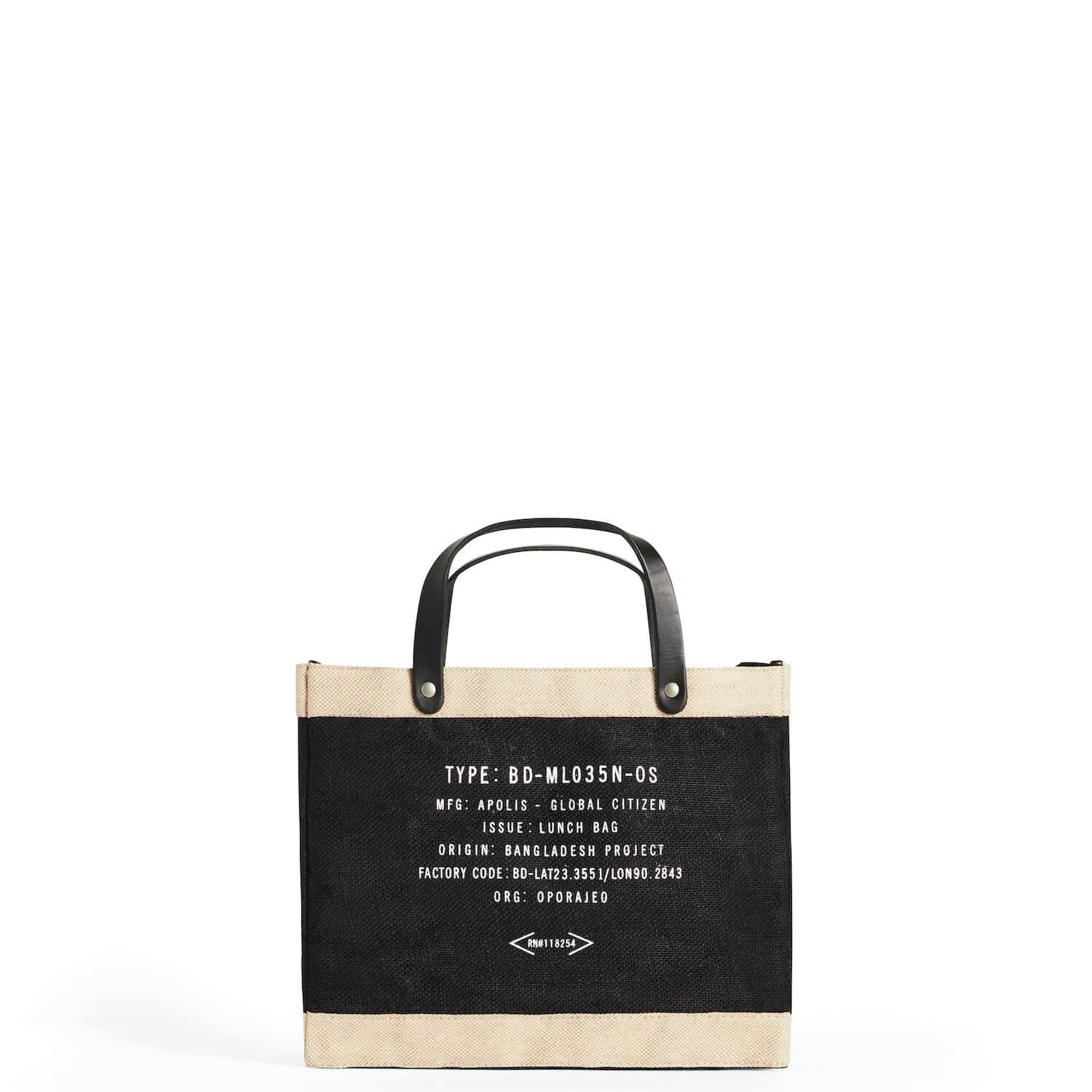 Petite Market Bag in Black with Monogram