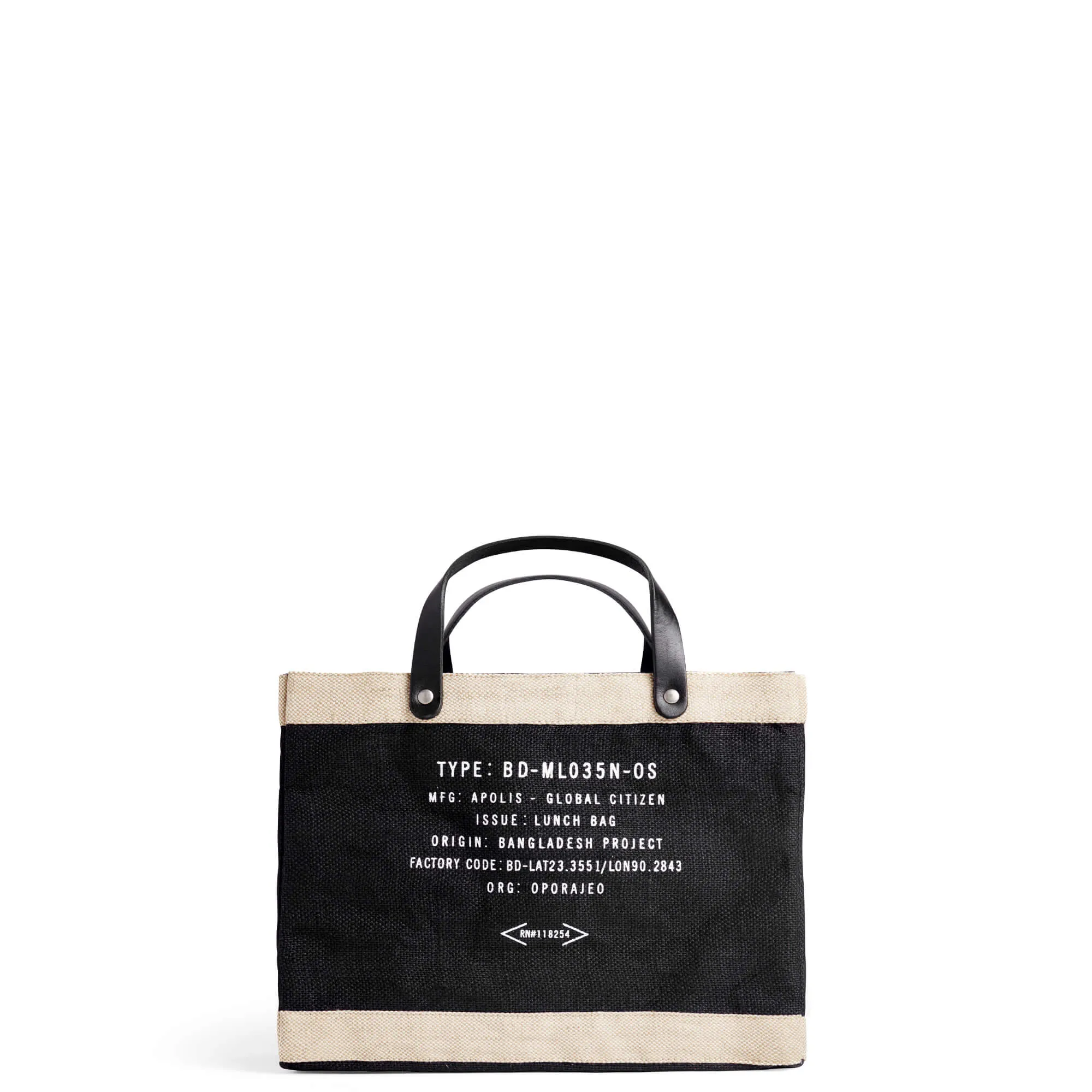 Petite Market Bag in Black with “NEW YORK”