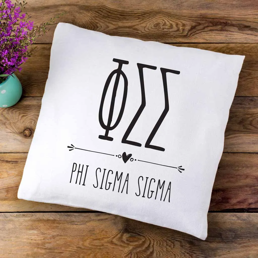 Phi Sigma Sigma Greek Boho Sorority Throw Pillow Cover for Dorm or Apartment