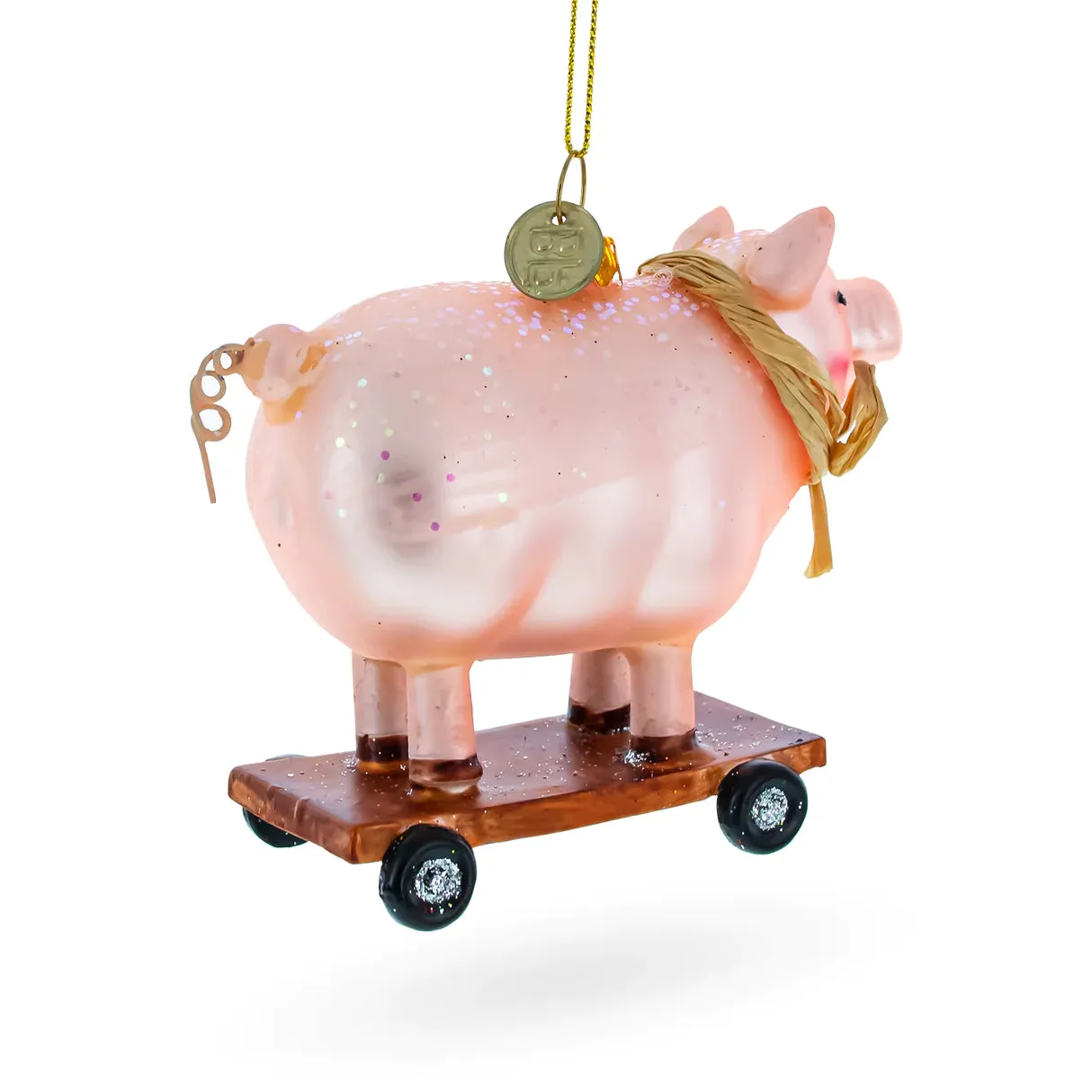 Piggy Riding Go Cart Ornament