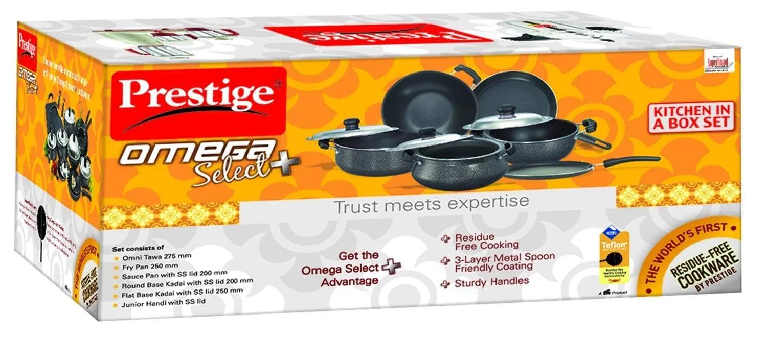 Prestige Omega Select Plus Non-Stick KIB Set, 6-Pieces, Gas-stove compatible only