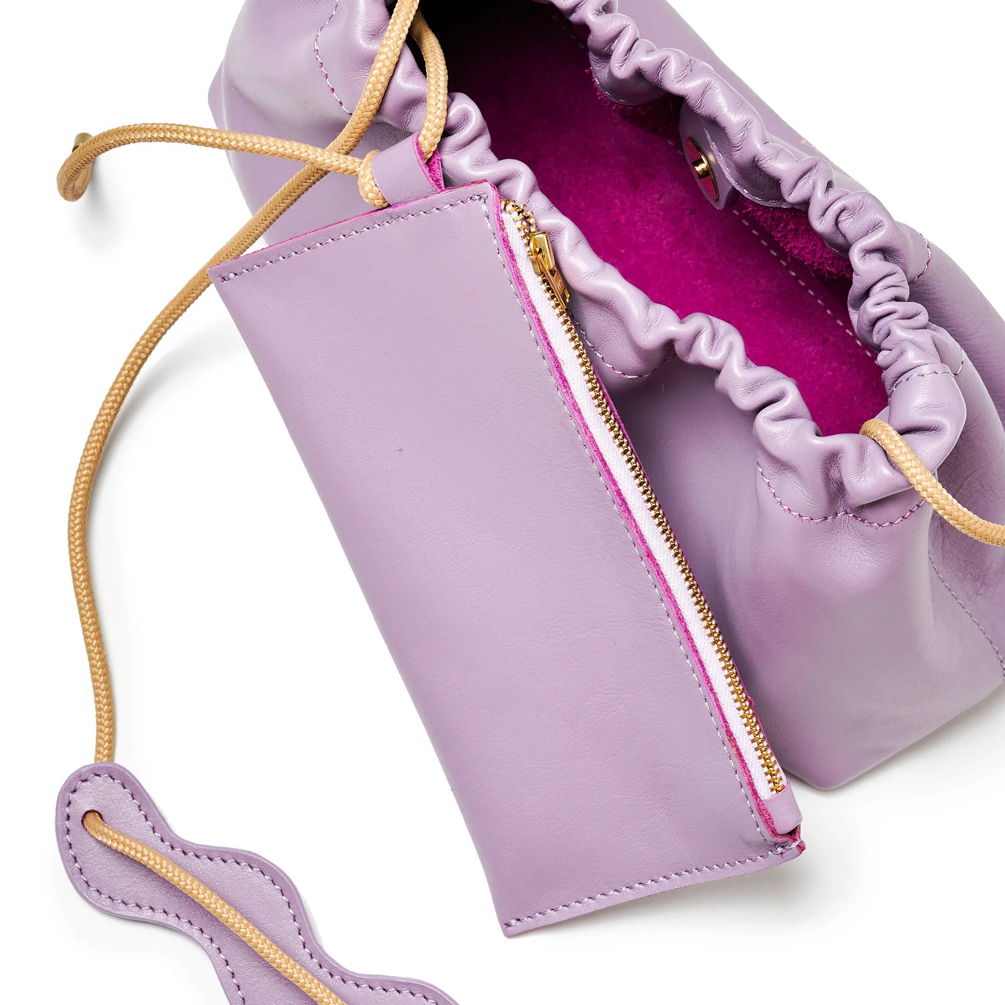 Project Dyad || Lilac Rope Strap Magnet Button Closes Wave Bag