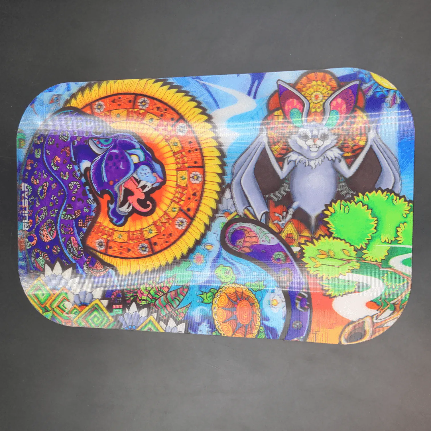 Pulsar Metal Rolling Tray w/ Lid | 11x7 | Psychedelic Jungle