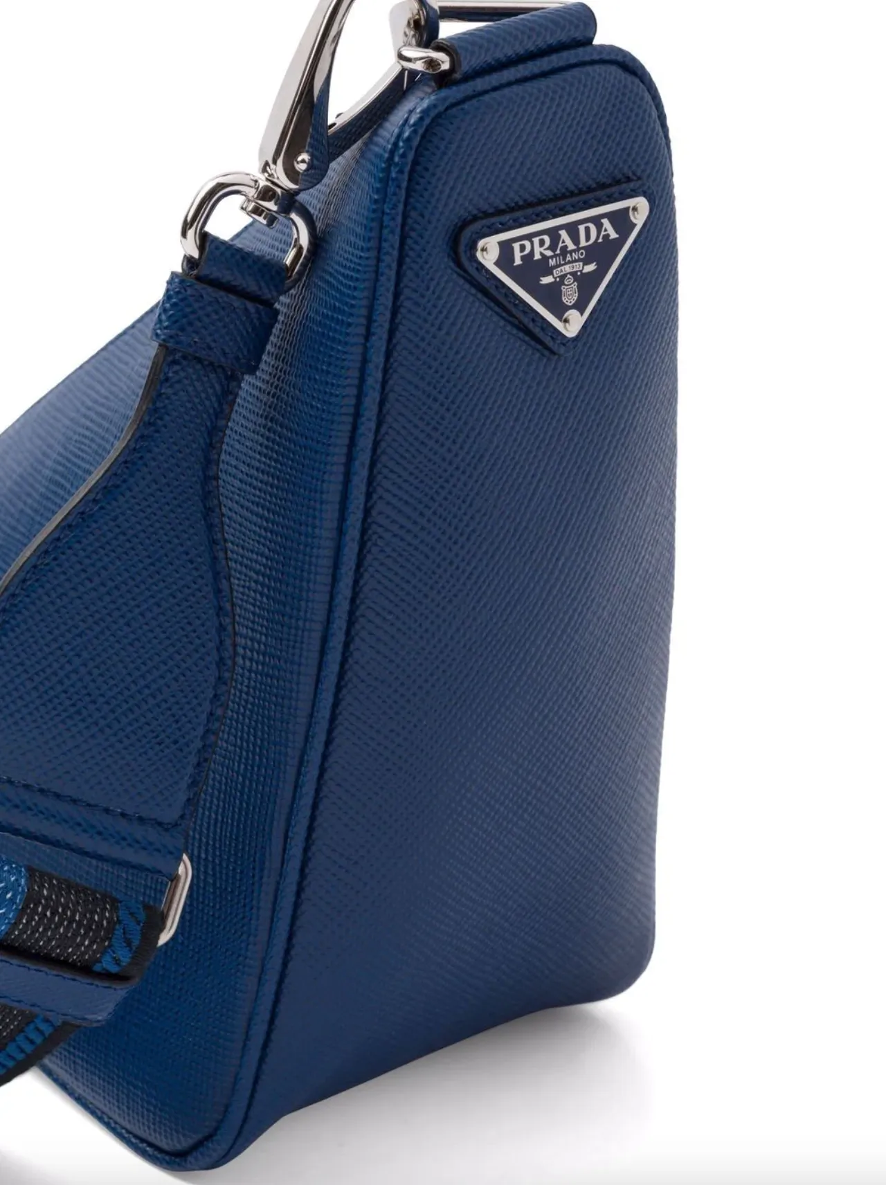 SALFFIANO LEATHER TRIANGLE BAG MEDIUM - DARK BLUE