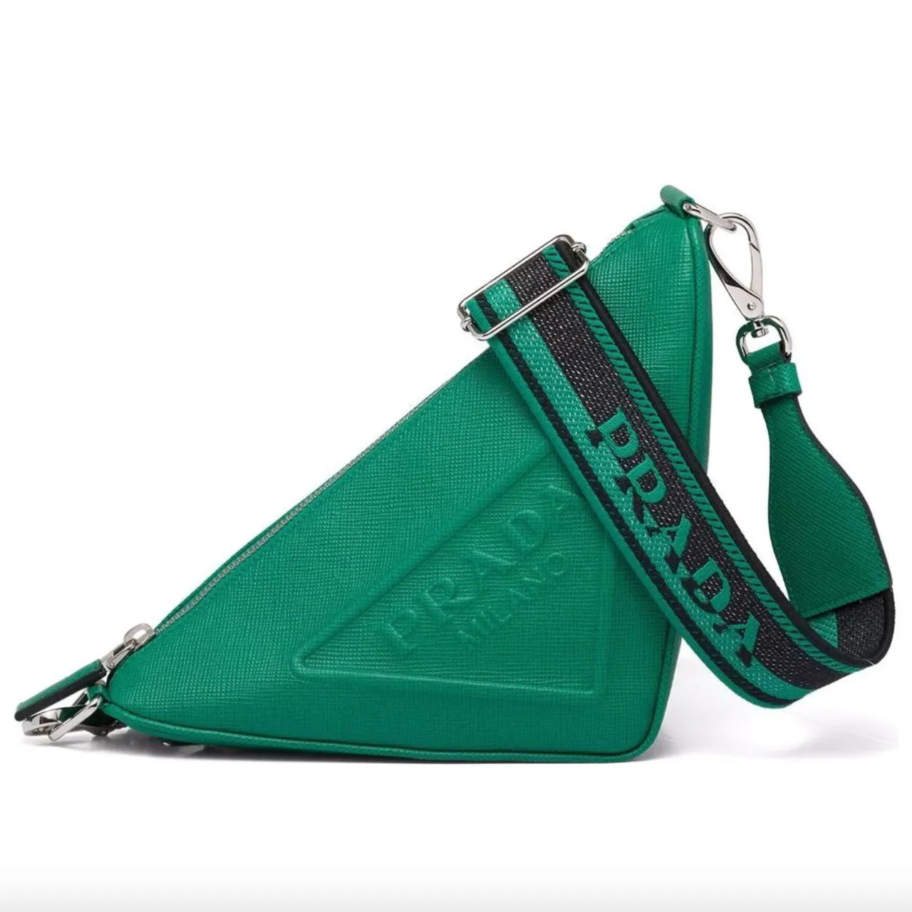 SALFFIANO LEATHER TRIANGLE BAG MEDIUM - GREEN