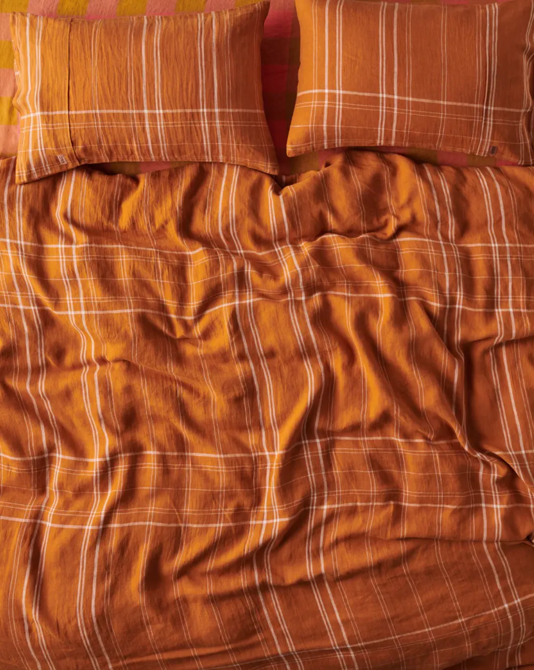 Santa Monica Pecan Tartan Pillowcases: Luxurious and Cozy Bedding Addition for a Stylish and Comfortable Bedroom