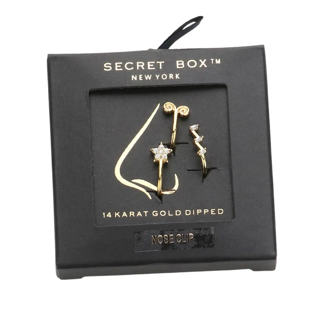 Secret Box 14K Gold Dipped Star Sprout Lightning Nose Clips