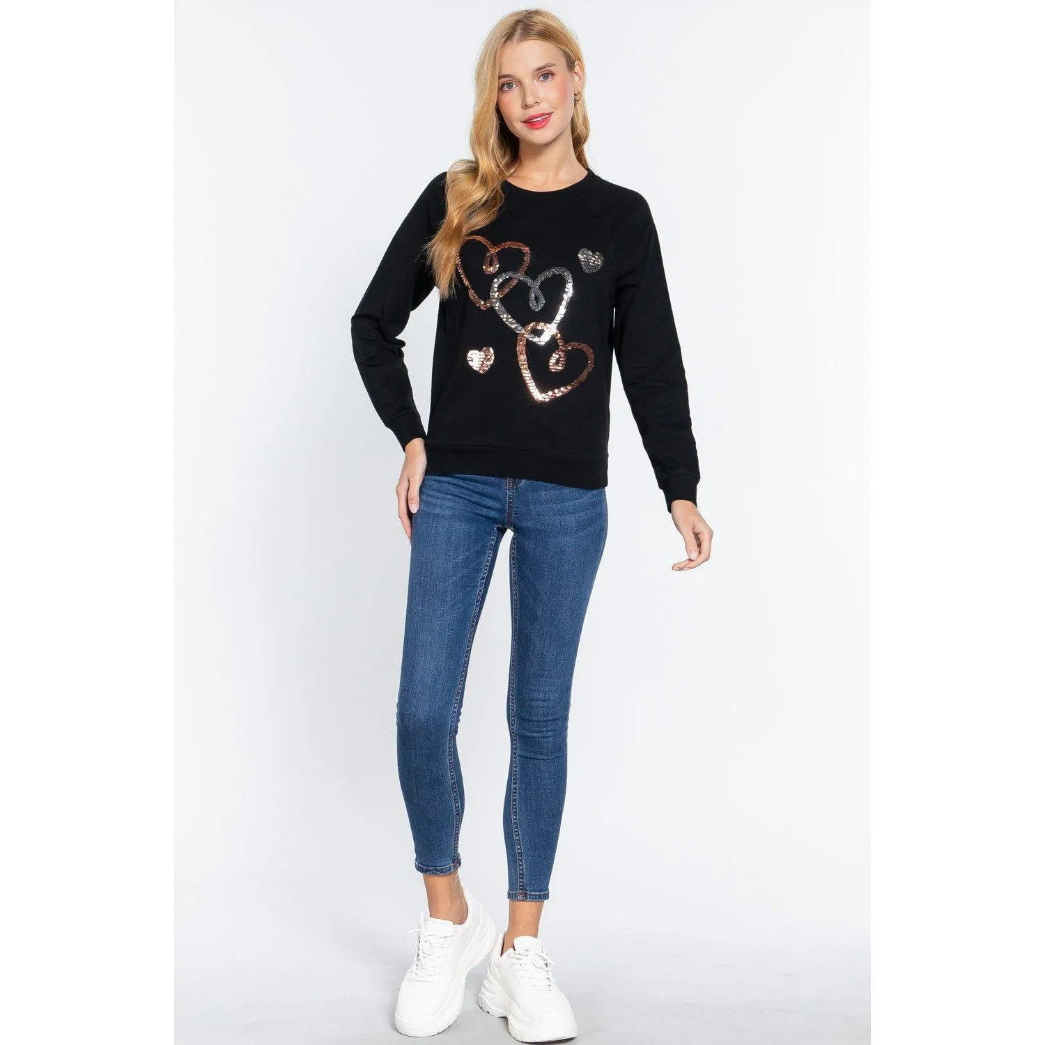 Sequins French Terry Pullover Top