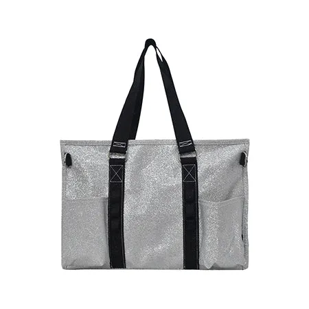 Silver Glitter NGIL Zippered Lined Caddy Organizer Tote Bag