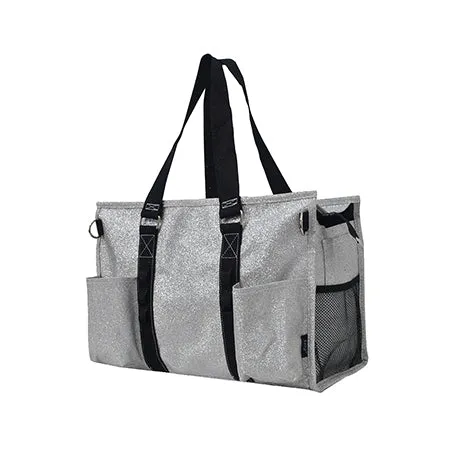 Silver Glitter NGIL Zippered Lined Caddy Organizer Tote Bag