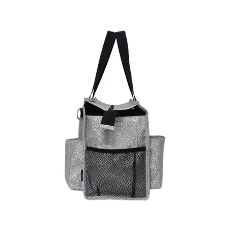 Silver Glitter NGIL Zippered Lined Caddy Organizer Tote Bag