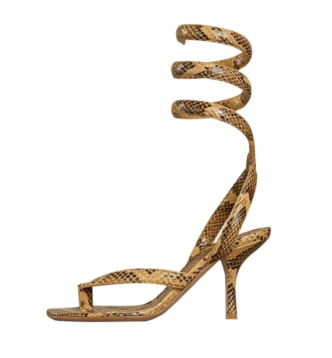 SNAKE WRAP HEEL SANDALS