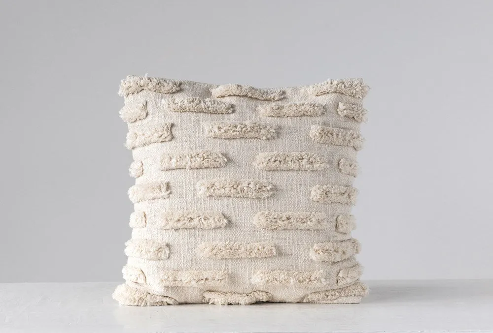 Square Woven Cotton Pillow w/Fringe