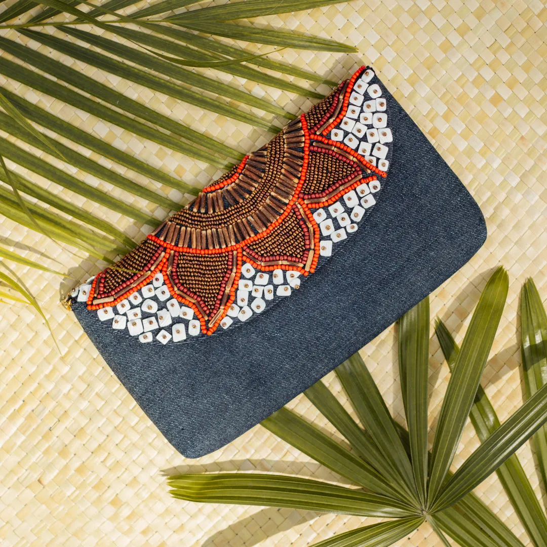 Sunflower Envelope Clutch in Denim