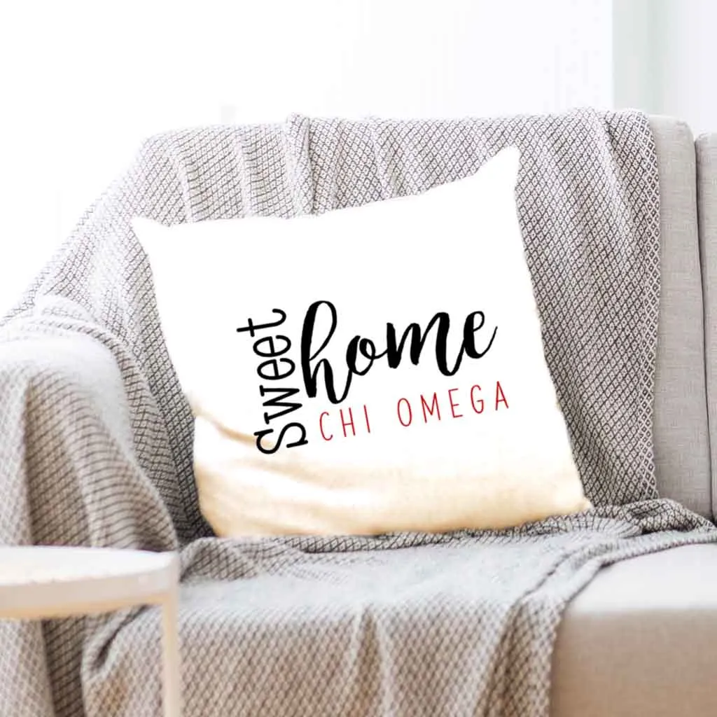 Sweet Home Chi Omega Throw Pillow Cover for Sorority Room Decor