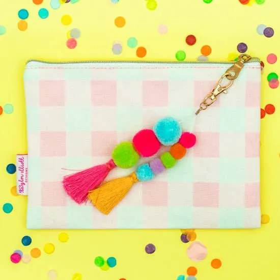 Tassel & Pom Pom Zipper Pouches with Keychains ~ Multiple Styles & Sizes