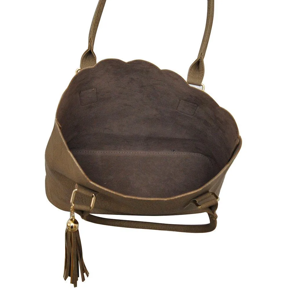 Taupe Gray NGIL Faux Leather Scallop Fashion Bag