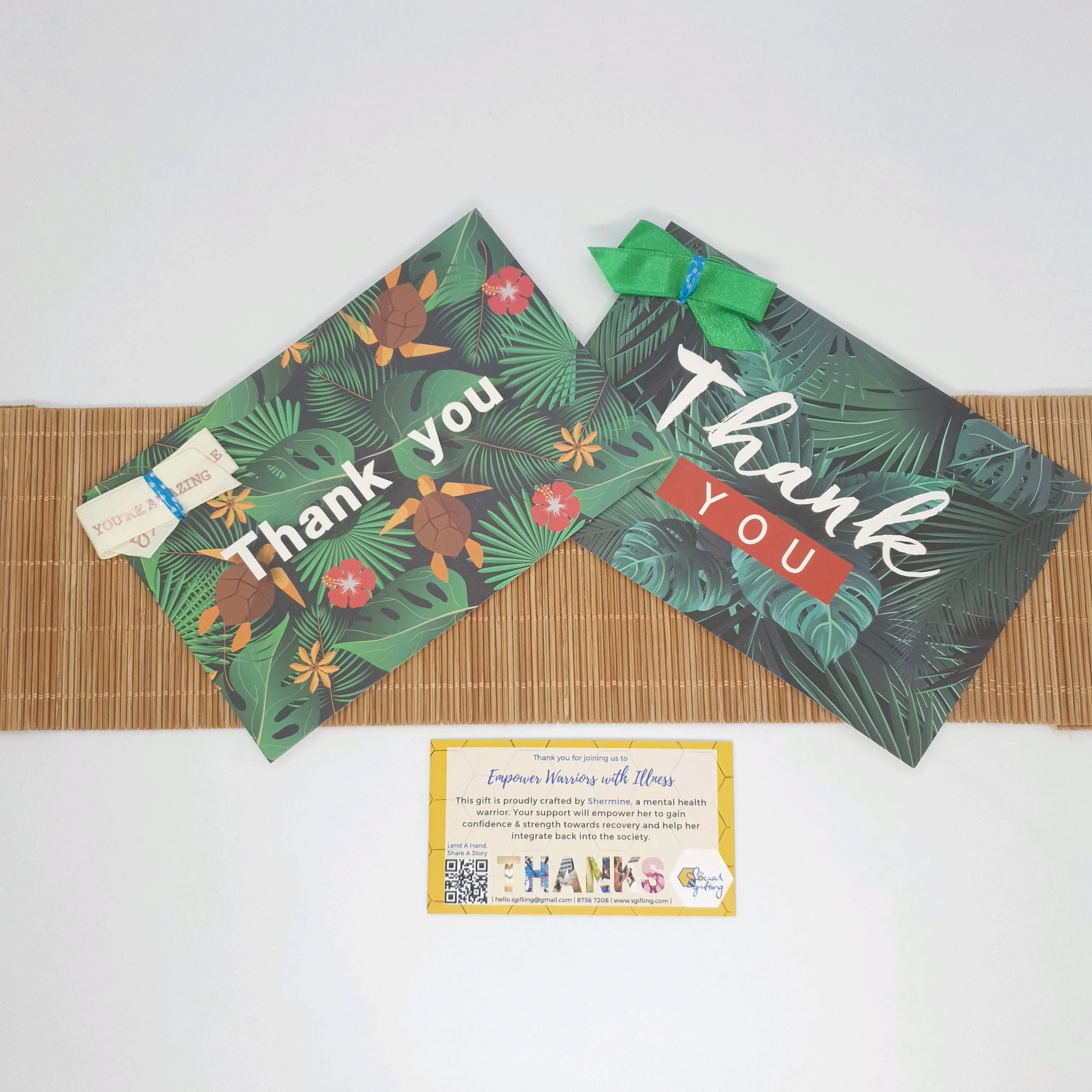 Thank You Card With Ribbon - Jungle