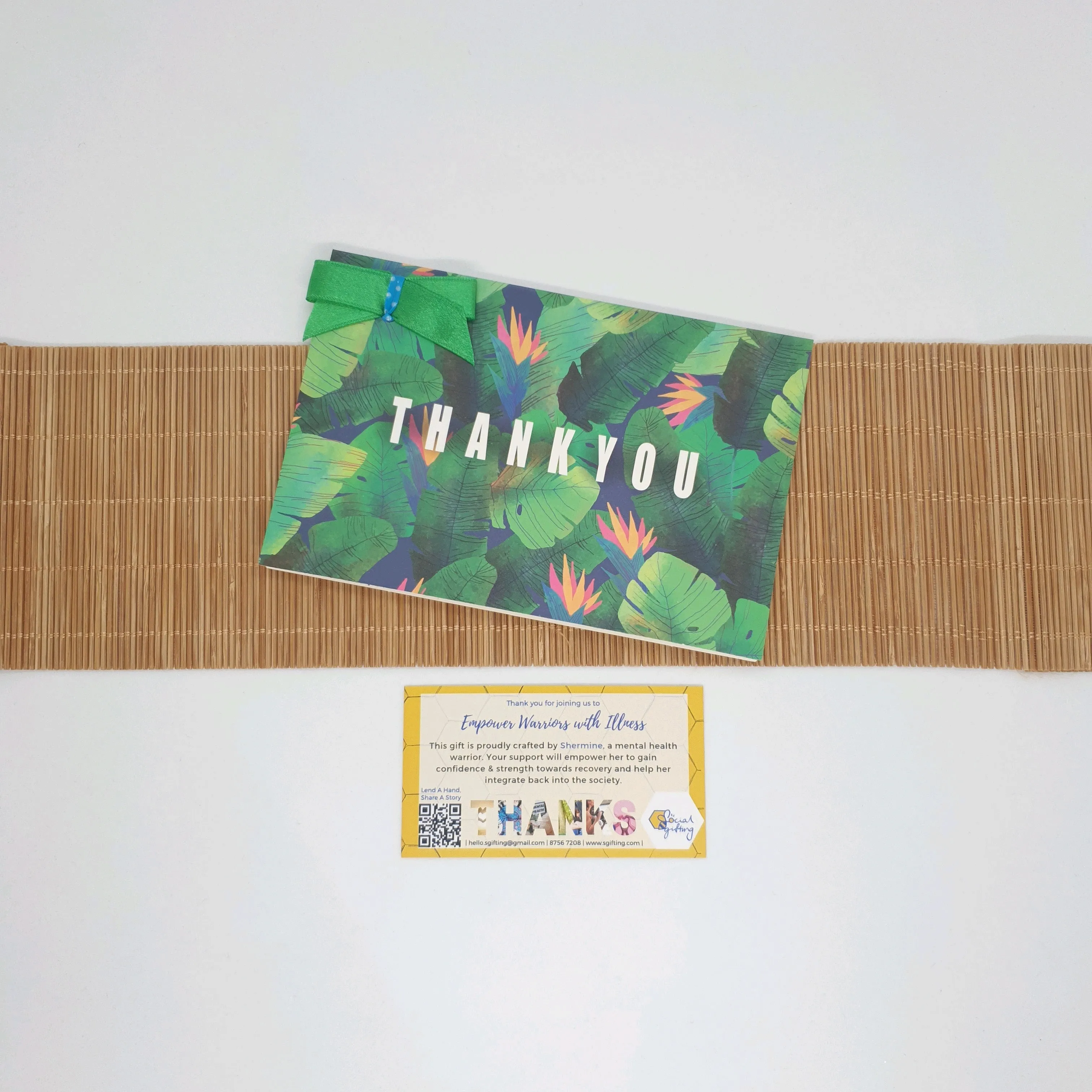 Thank You Card With Ribbon - Jungle