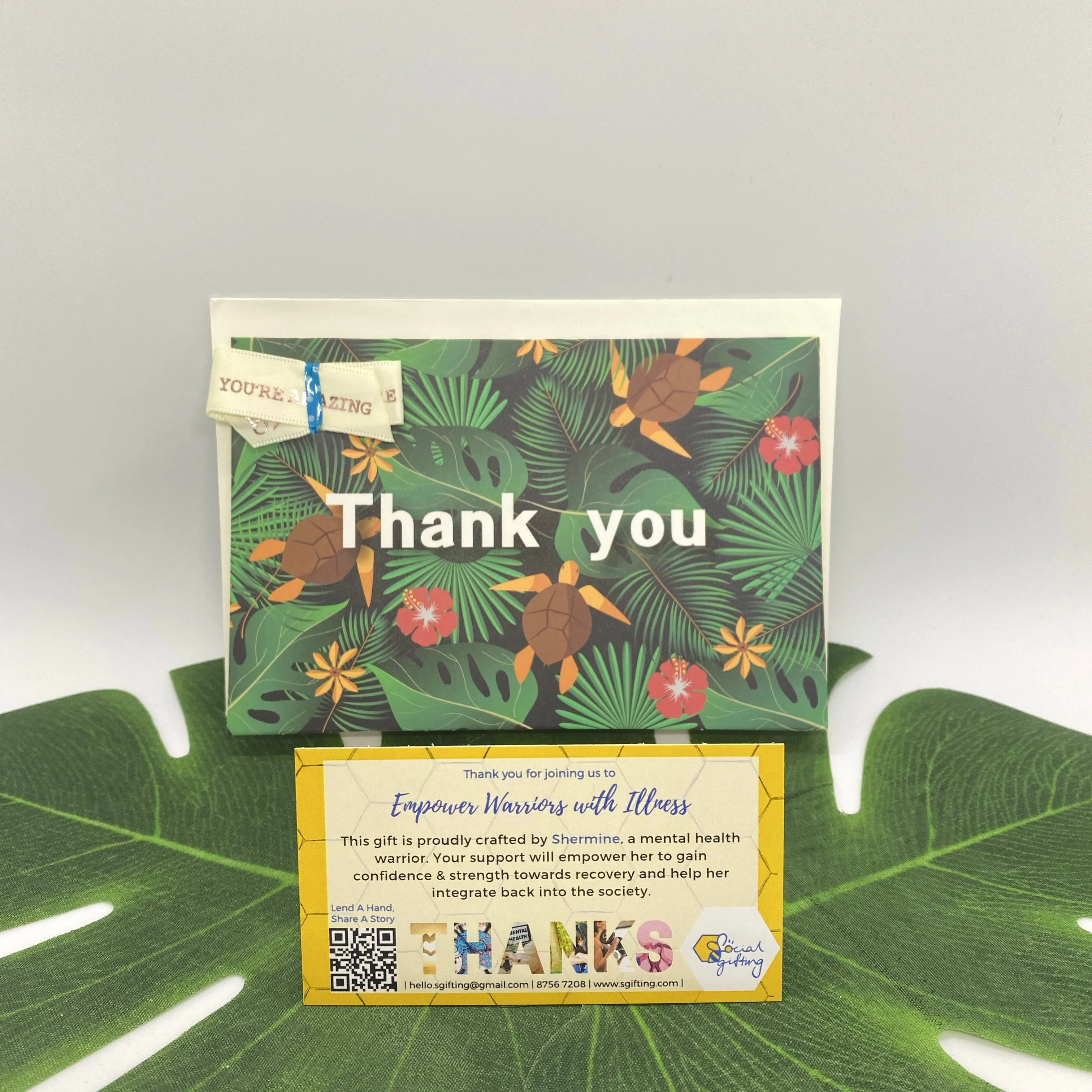 Thank You Card With Ribbon - Jungle