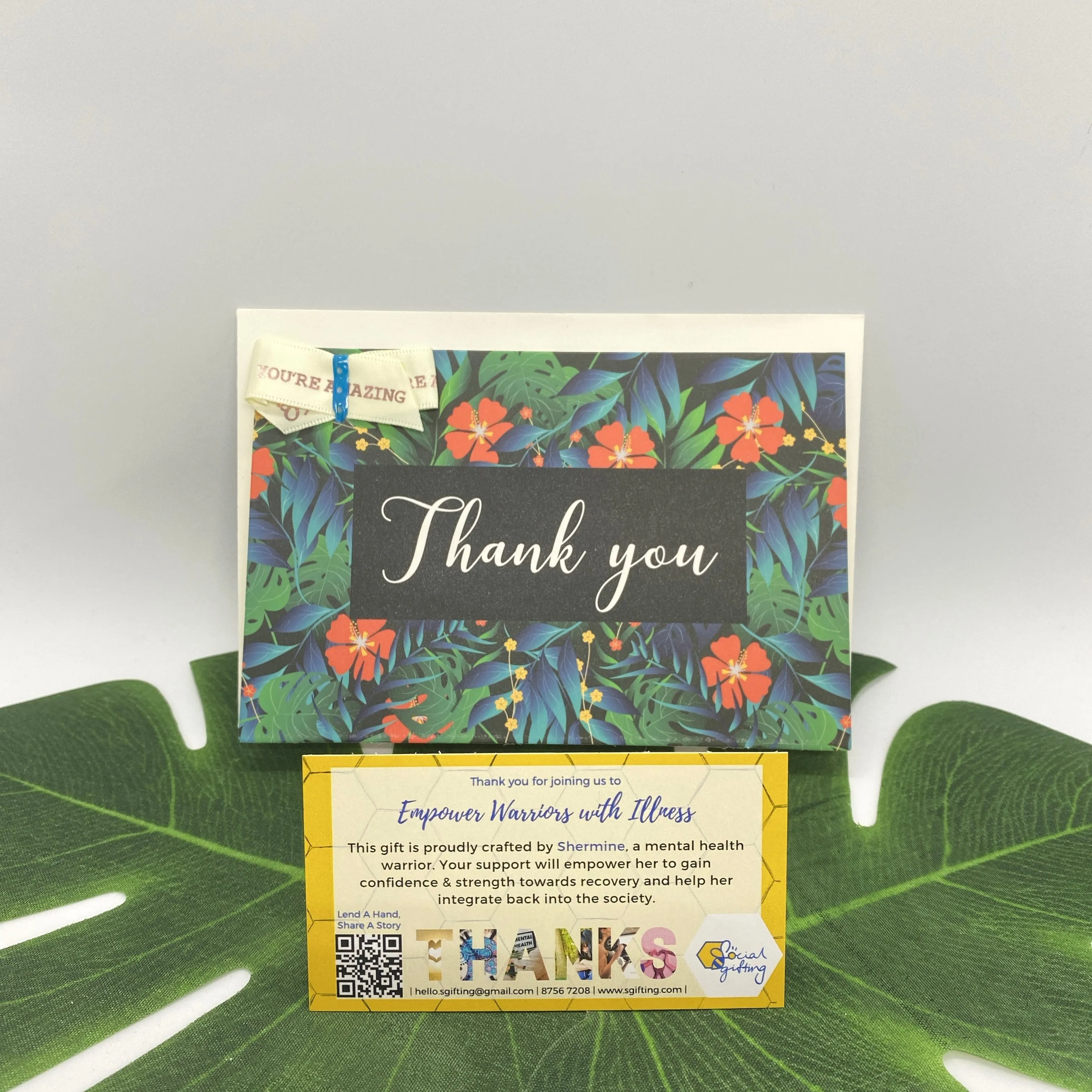 Thank You Card With Ribbon - Jungle