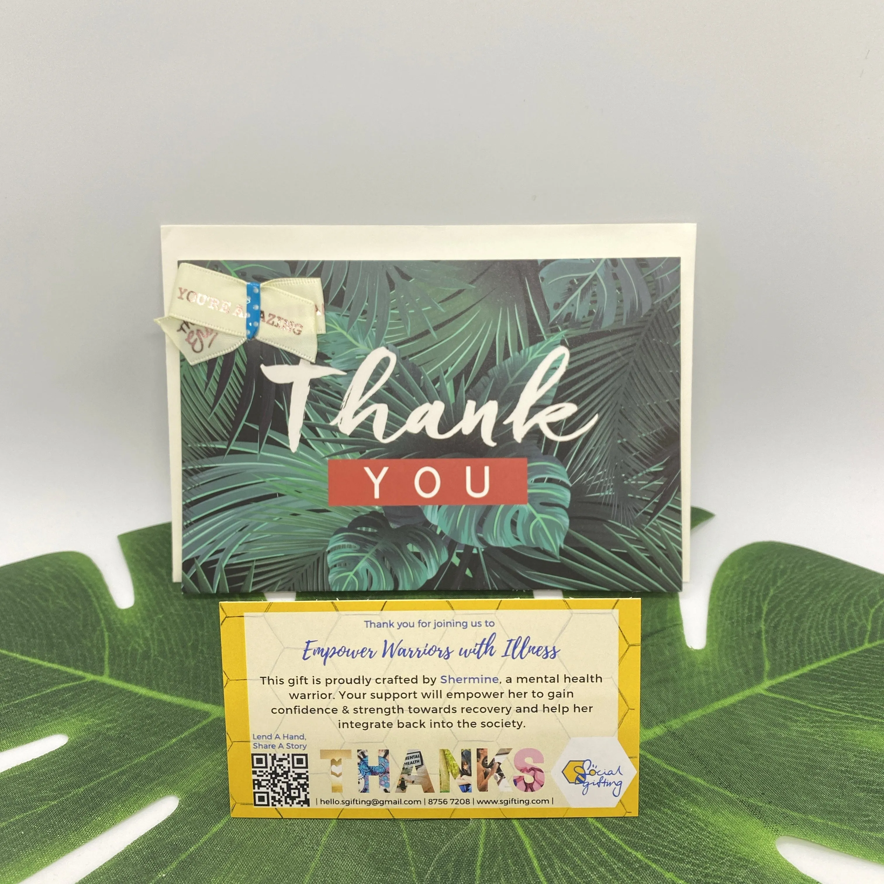 Thank You Card With Ribbon - Jungle