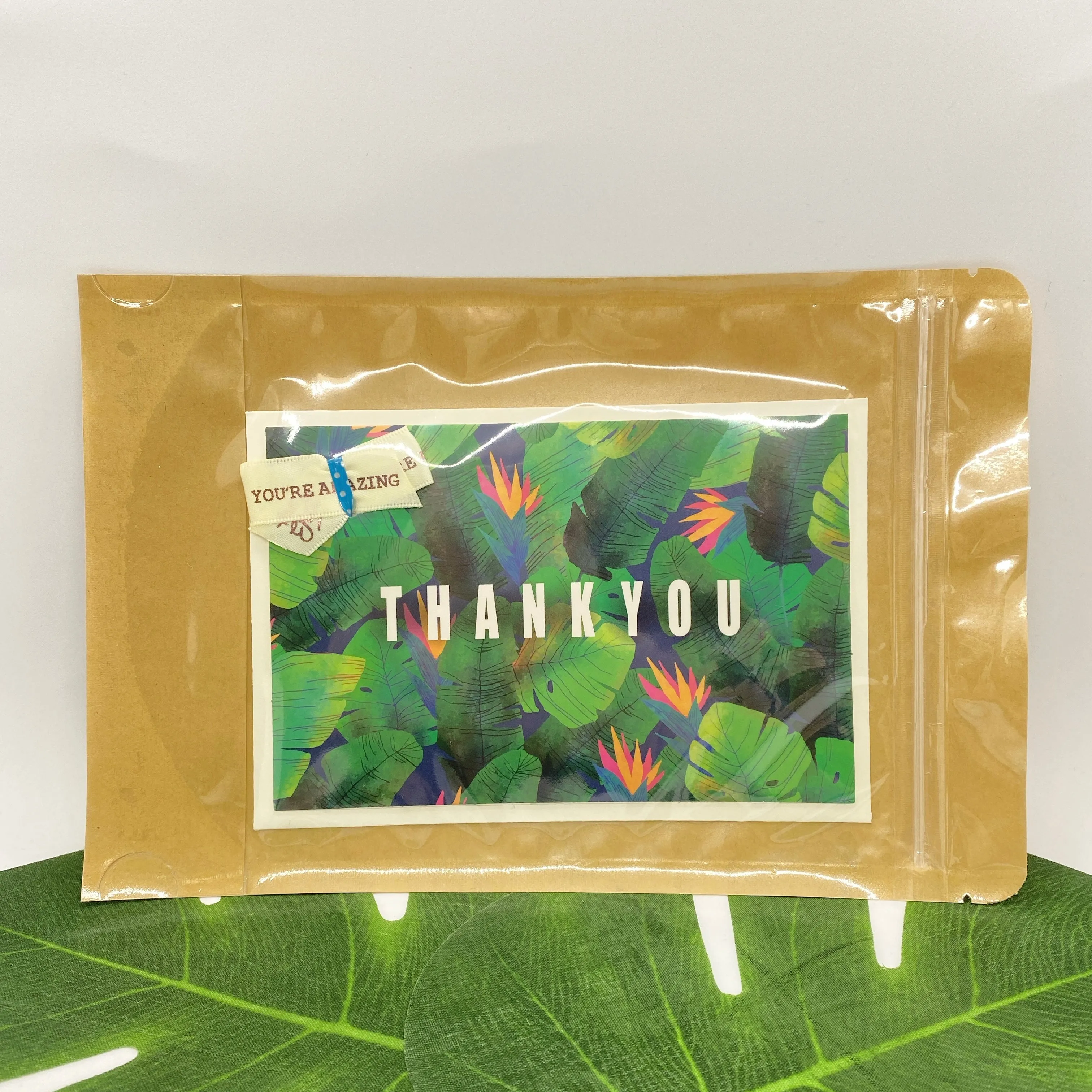 Thank You Card With Ribbon - Jungle