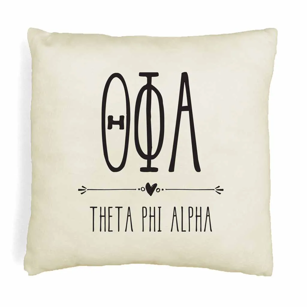 Theta Phi Alpha Greek Boho Sorority Throw Pillow Cover for Dorm or Apartment