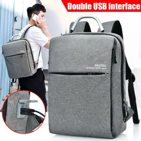 Versatile Unisex Backpack with Dual External USB Phone Charger - Perfect for Travel & Daily Use