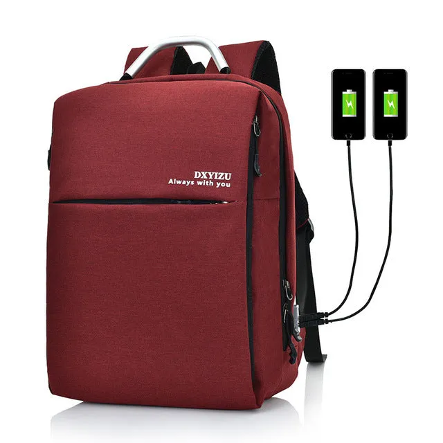 Versatile Unisex Backpack with Dual External USB Phone Charger - Perfect for Travel & Daily Use