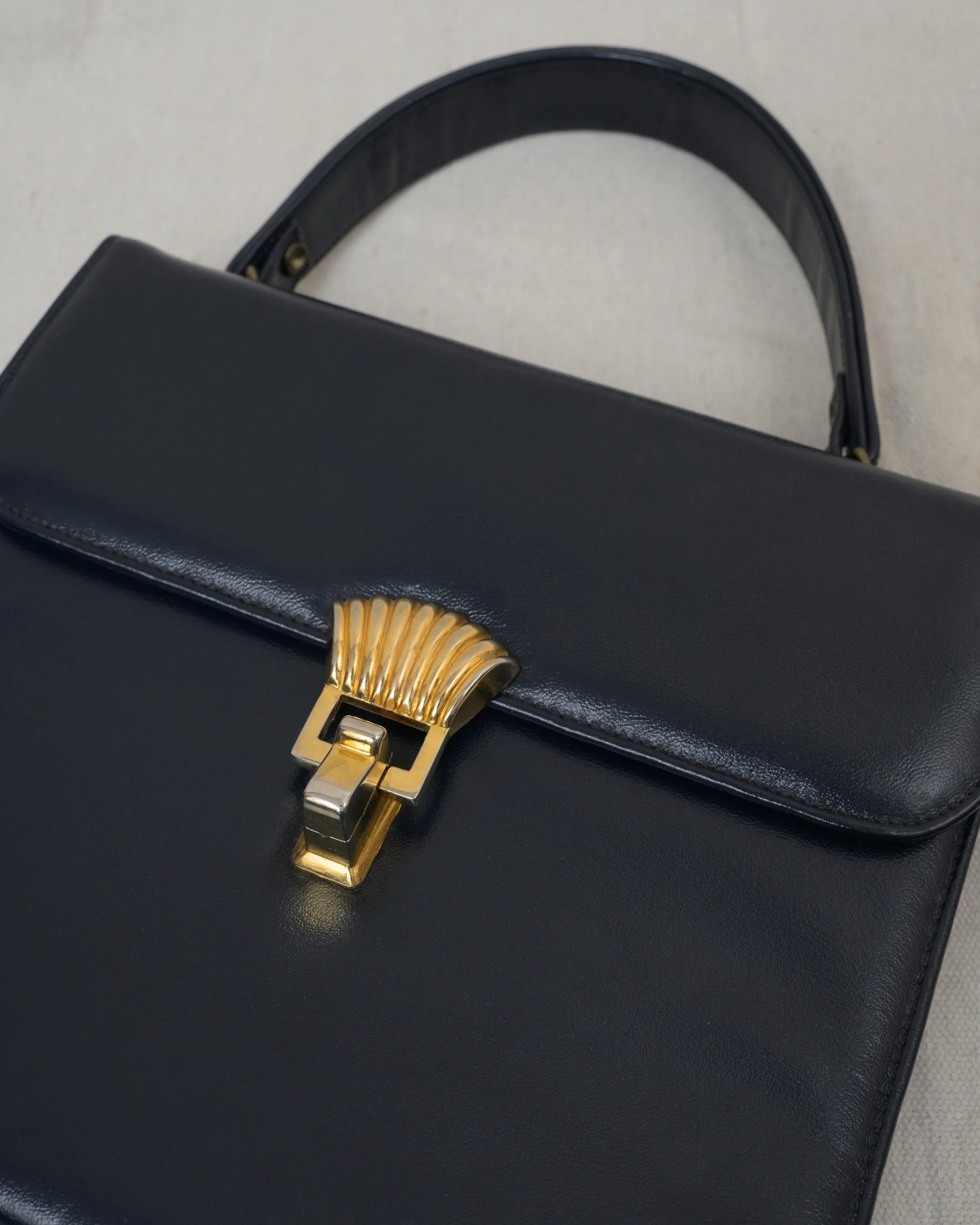 Vintage 60s Navy Blue Box Purse