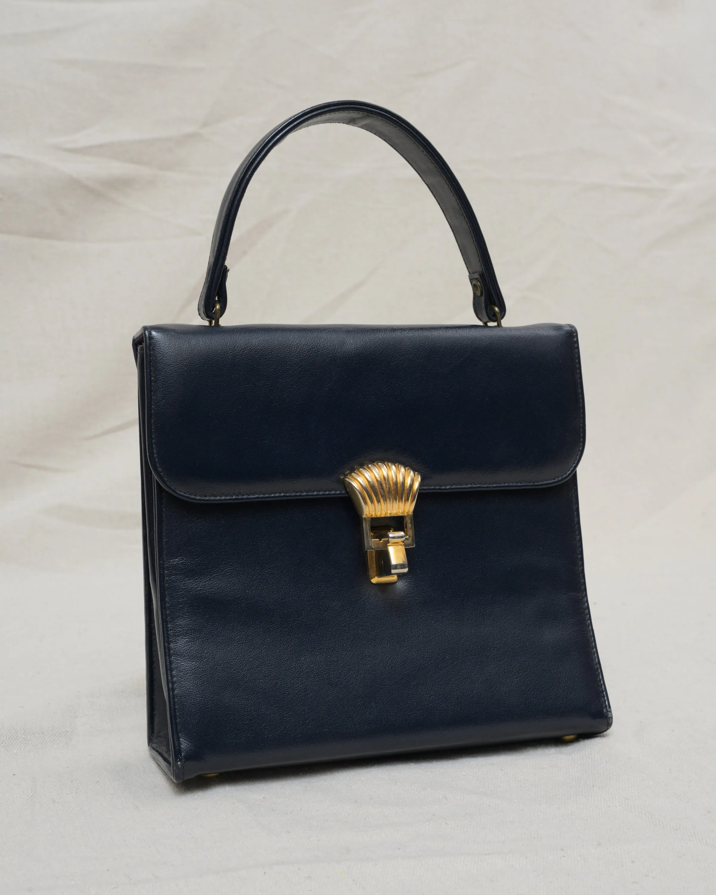 Vintage 60s Navy Blue Box Purse